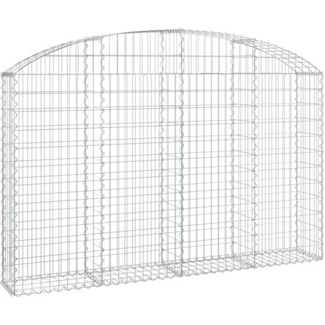 Gavión cesta jaula valla muro de contención arqueado 200 x 30 x 120/140 cm hierro galvanizado Plata 020039995