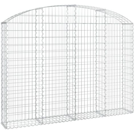 Gavión cesta jaula valla muro de contención arqueado 200 x 30 x 140/160 cm hierro galvanizado Plata 020039997
