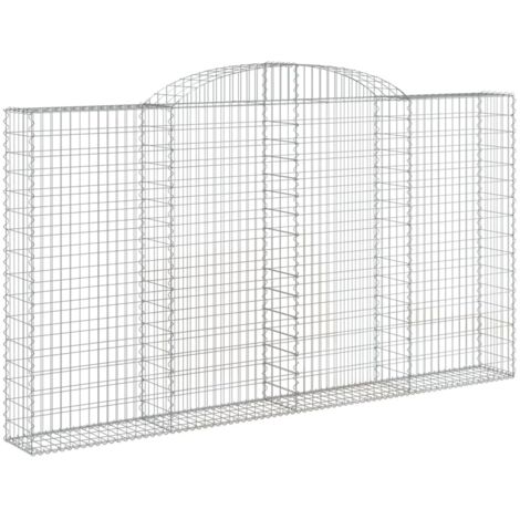 Gavión cesta jaula valla muro de contención arqueado 300 x 30 x 160/180 cm hierro galvanizado Plata 020040052