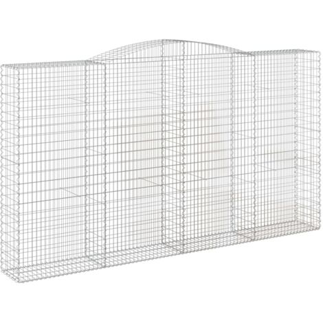 Gavión cesta jaula valla muro de contención arqueado 400 x 50 x 220/240 cm hierro galvanizado Plata 020040097