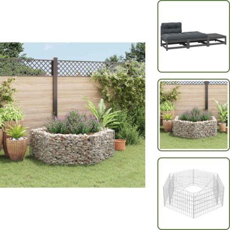 Gavión para plantas - vidaXL Arriate hexagonal de gaviones 160x140x50 cm - Gavión para flores