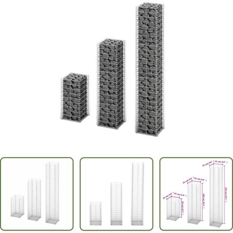 Gaviones -  Cestas de muro de gaviones alambre galvanizado 3 unidades