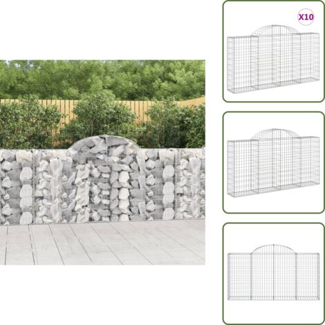 Gaviones decorativos - vidaXL Cestas de gaviones 10 uds forma arco hierro 200x30x100/120 cm - Muros de piedra