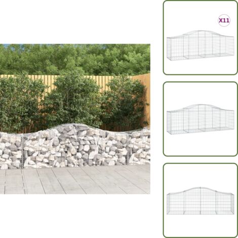 Gaviones decorativos - vidaXL Cestas de gaviones 11 uds forma de arco hierro 200x50x60/80 cm - Muros de piedra