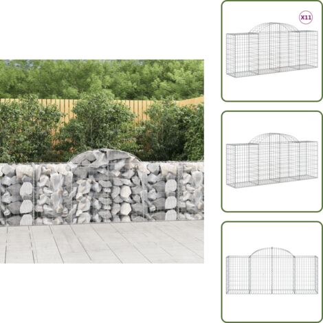 Gaviones decorativos - vidaXL Cestas de gaviones 11 uds forma de arco hierro 200x50x80/100 cm - Muros de piedra