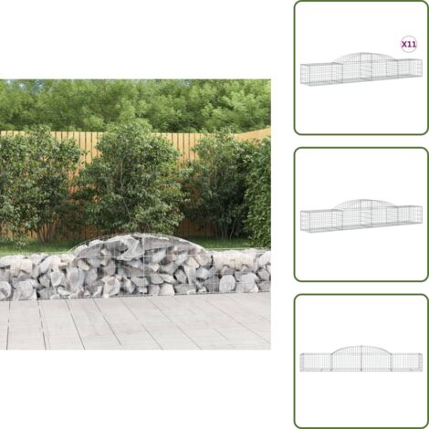 Gaviones decorativos - vidaXL Cestas de gaviones 11 uds forma de arco hierro 300x50x40/60 cm - Muros de piedra