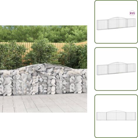 Gaviones decorativos - vidaXL Cestas de gaviones 15 uds forma de arco hierro 400x30x80/100 cm - Muros de piedra