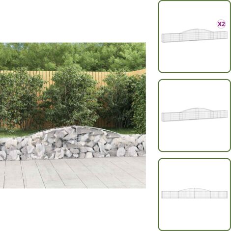 Gaviones decorativos - vidaXL Cestas de gaviones 2 uds forma de arco hierro 400x30x40/60 cm - Muros de piedra