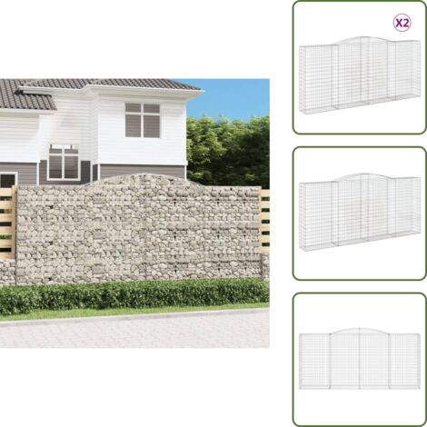 Gaviones decorativos - vidaXL Cestas de gaviones 2 uds forma de arco hierro 400x50x180/200 cm - Muros de piedra