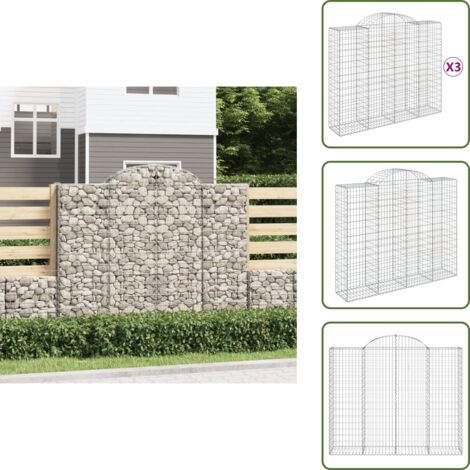 Gaviones decorativos - vidaXL Cestas de gaviones 3 uds forma de arco hierro 200x50x160/180 cm - Muros de piedra