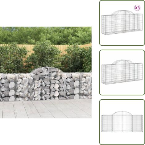 Gaviones decorativos - vidaXL Cestas de gaviones 3 uds forma de arco hierro 200x50x80/100 cm - Muros de piedra