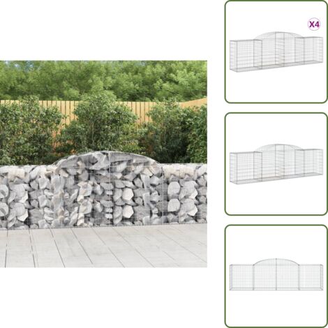 Gaviones decorativos - vidaXL Cestas de gaviones 4 uds forma de arco hierro 300x50x80/100 cm - Muros de piedra