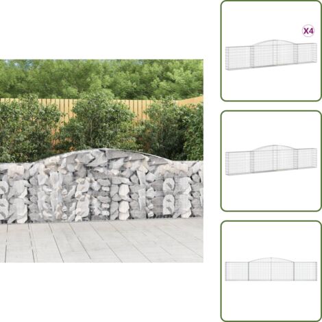Gaviones decorativos - vidaXL Cestas de gaviones 4 uds forma de arco hierro 400x30x80/100 cm - Muros de piedra
