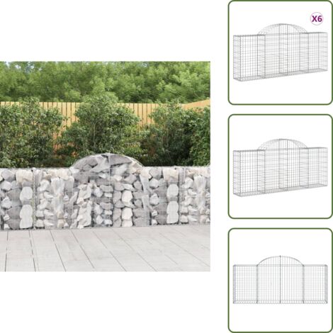 Gaviones decorativos - vidaXL Cestas de gaviones 6 uds forma de arco hierro 200x30x80/100 cm - Muros de piedra