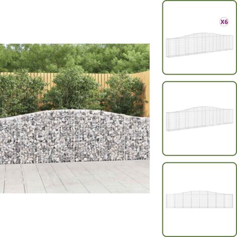 Gaviones decorativos - vidaXL Cestas de gaviones 6 uds forma de arco hierro 400x30x80/100 cm - Muros de piedra