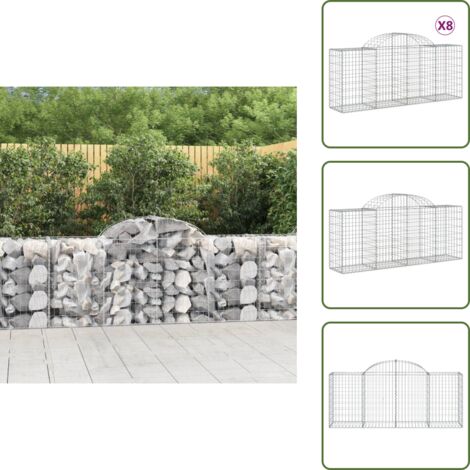 Gaviones decorativos - vidaXL Cestas de gaviones 8 uds forma de arco hierro 200x50x80/100 cm - Muros de piedra