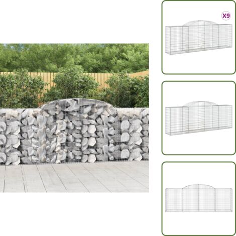 Gaviones decorativos - vidaXL Cestas de gaviones 9 uds forma de arco hierro 300x50x100/120 cm - Muros de piedra