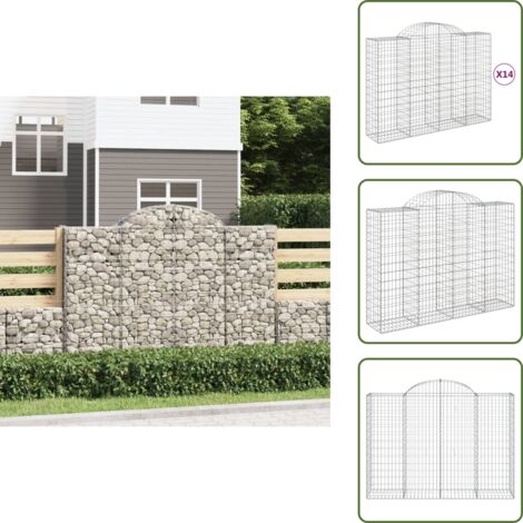 Gaviones decorativos - vidaXL Cestas gaviones 14 uds forma de arco hierro 200x50x140/160 cm - Muros de piedra
