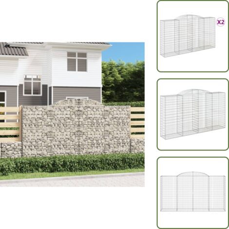 Gaviones decorativos - vidaXL Cestas gaviones 2 uds forma de arco hierro 300x50x160/180 cm - Muros de piedra