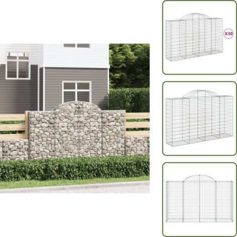 Gaviones decorativos - vidaXL Cestas gaviones 30 uds forma de arco hierro 200x50x120/140 cm - Muros de piedra