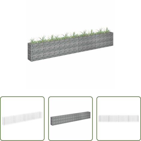 Gaviones para jardín -  Arriate de gaviones de acero galvanizado 360x30x60 cm