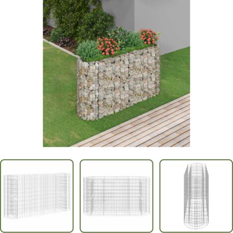 Gaviones para jardín -  Arriate de gaviones de hierro galvanizado 190x50x100 cm