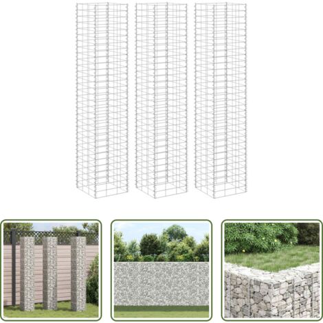 Gaviones para muros -  Arriates de gaviones 3 unidades hierro 30x30x200 cm