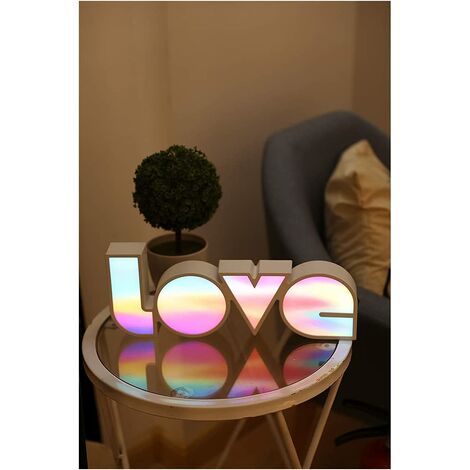 Gay Pride Rainbow Light Colorful Love Shaped LED Plastic Sign for Night Light for Wedding, Birthday Party, Valentines Day, Christmas Home Bedroom Bar Decoration