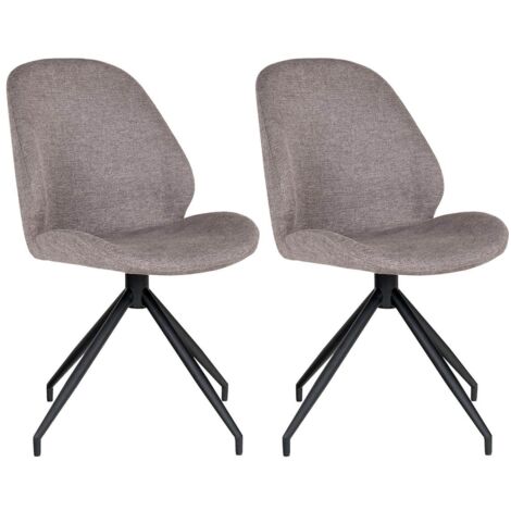 GAYA - Lot de 2 Chaises Incurvées Pivotantes Tissu Chiné Taupe