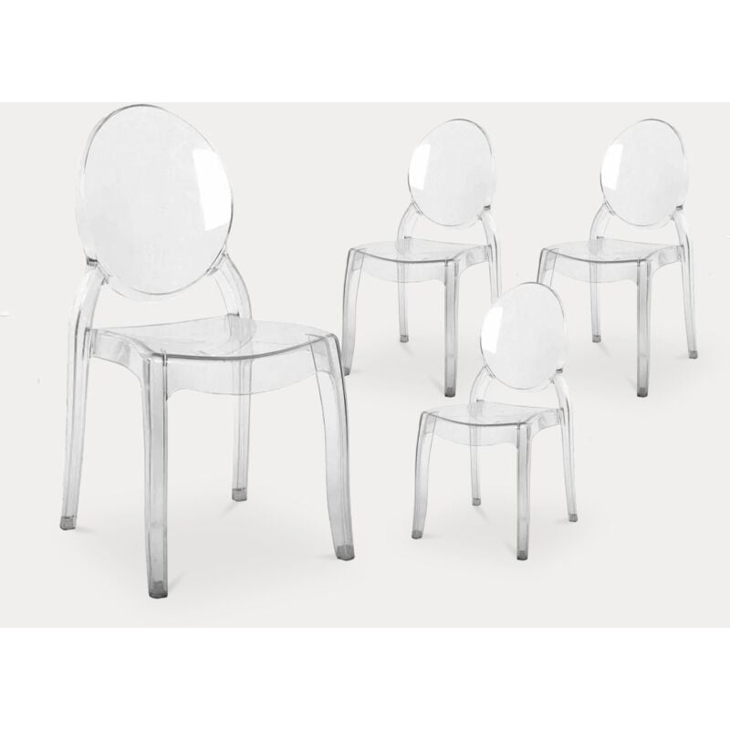 Mobilier Deco - gaya - Lot de 4 chaises design transparentes