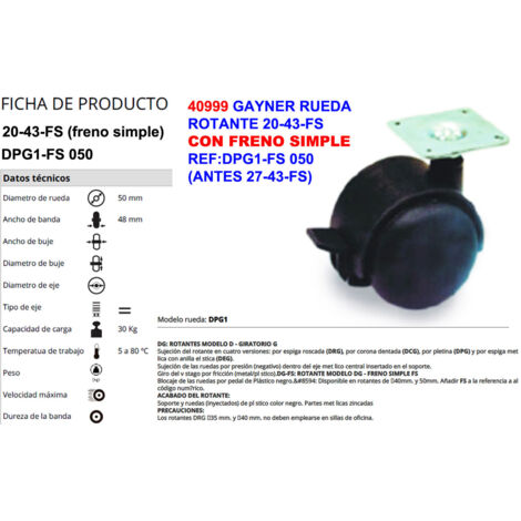gayner rueda 20-43fs ref dpg1 050-fs con freno (antes 27-43fs)