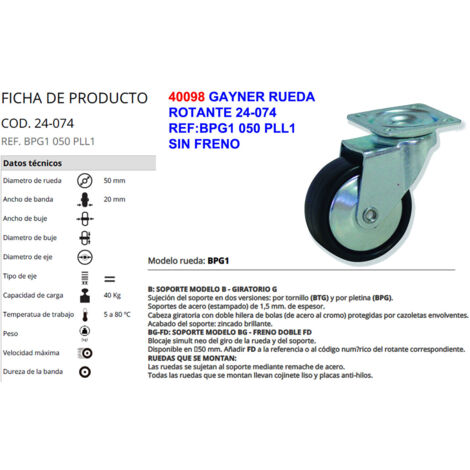GAYNER RUEDA 24-074 REF: BPG1 050 PLL1 SIN FRENO