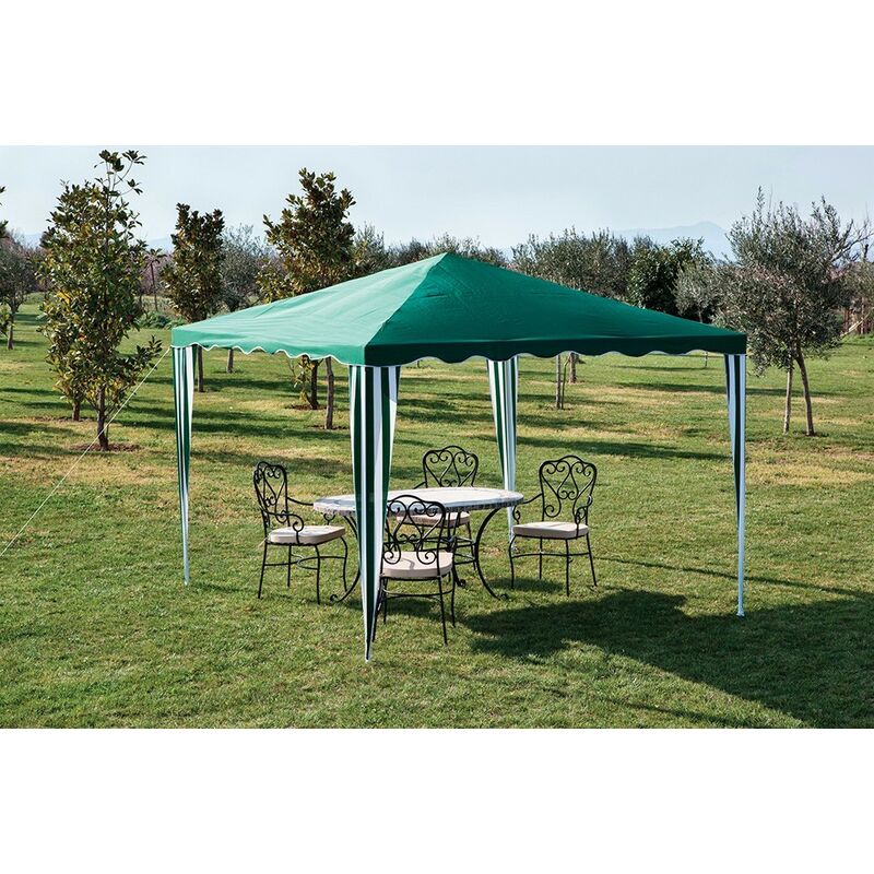 I Giardini Del Re - gazebo in acciaio verniciato bianco top verde MT.3X3