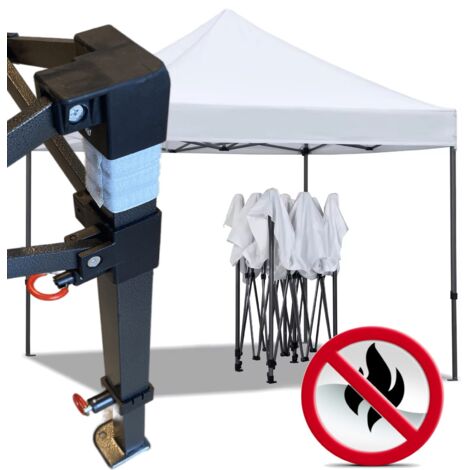 Gazebo 2x2m bianco certificato IGNIFUGO SENZA laterali pieghevole portatile estendibile richiudibile estensibile acciaio per fiere eventi stand chiosco tenda tendone mercato mercatino