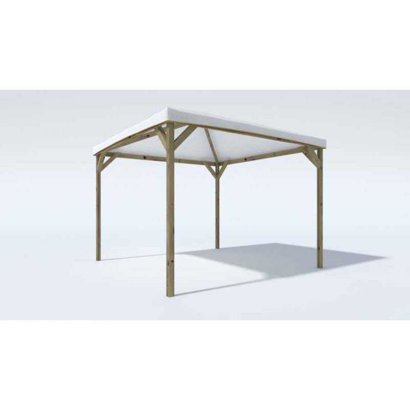 Gazebo 300x300 cm en bois de conifère imprégné en autoclave avec revêtement en PVC pour balcon, terrasse, jardin.