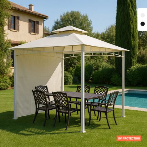 ELIOS PARASOLS Gazebo 3,3x3,3 Meter Garten Bar Veranda Markt Pagode Antigua uv Farbe: Weiß