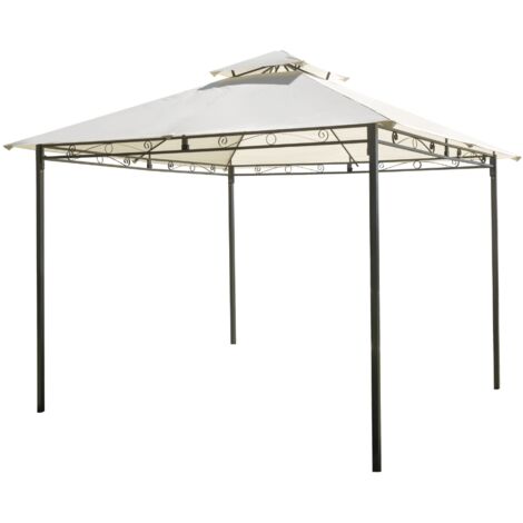 Gazebo 3x3 da giardino quadrato per esterno in ferro telo 180gr Ecrù - GAZ 365