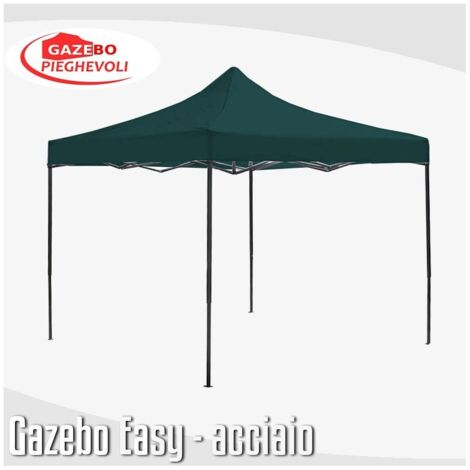 Gazebo 3x3 m nero pieghevole portatile estendibile richiudibile estensibile acciaio SENZA laterali per fiere eventi stand chiosco tenda tendone mercato mercatino