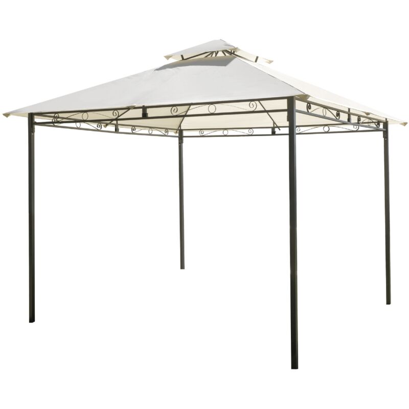 Tomaino - Gazebo 3x3 da giardino quadrato per esterno in ferro telo 180gr Ecrù - gaz 365