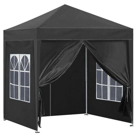 CLIPOP Gazebo 3x3m Pop Up Party Tent with Side Panels Waterproof Marquee Grey