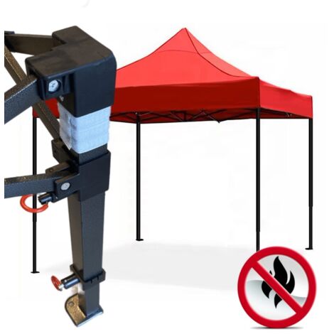 Gazebo 3x3m rosso certificato IGNIFUGO SENZA laterali pieghevole portatile estendibile richiudibile estensibile acciaio per fiere eventi stand chiosco tenda tendone mercato mercatino