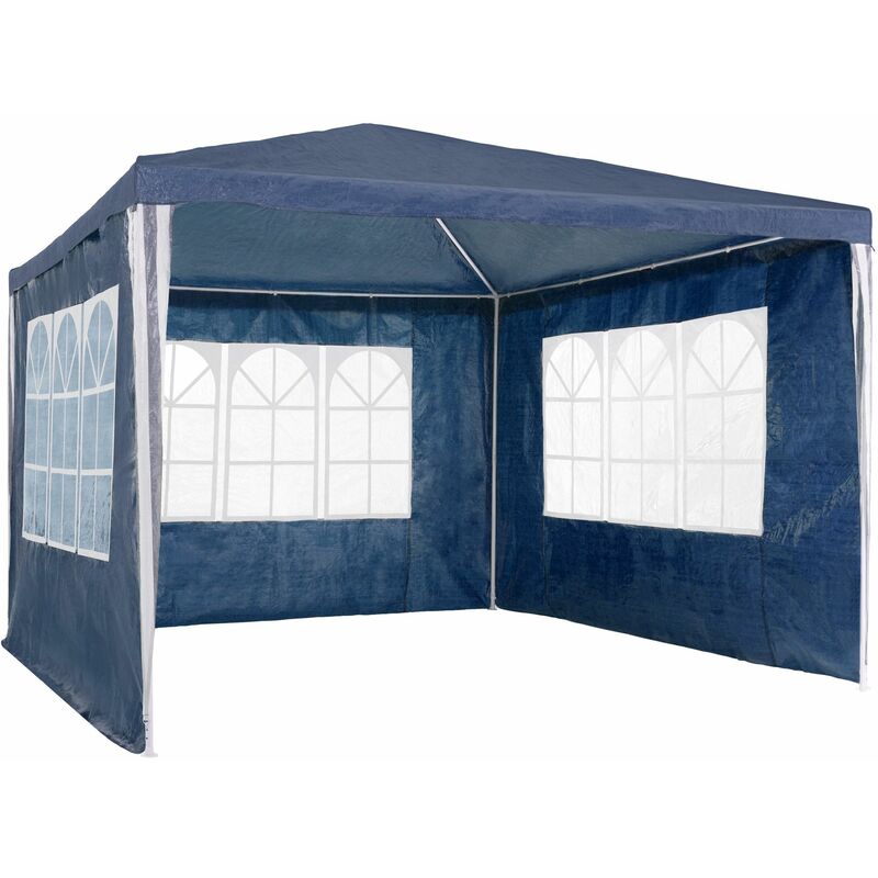 Gazebo 3x3m with 3 side panels - garden gazebo, gazebo with sides, camping gazebo - blue