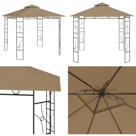 Gazebo 3x3x2,7 m Grigio Talpa 160 g/m² - Tenda da esterno - Riparo all'aperto