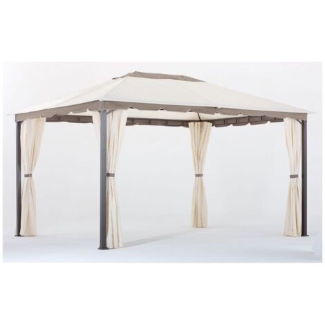 GAZEBO 3X4 FERRO ANTRACITE TELO POLIESTERE 250GR ECRU CON TENDE LATERALI