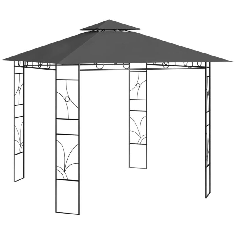 Maison du'Monde - Gazebo 3x3x2,7 m Antracite 160 g/m² - Antraciet