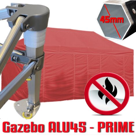 Gazebo 3x6 m rosso certificato IGNIFUGO pieghevole alluminio piantone esagonale 45mm portatile estendibile richiudibile estensibile acciaio con laterali per fiere eventi stand chiosco tenda tendone me