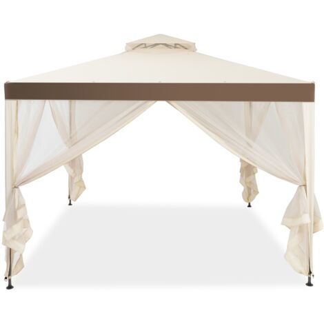 Gazebo a doppio tetto con zanzariera 3x3M da esterno e campeggio Beige