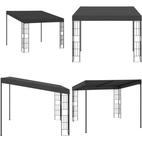 Gazebo a Parete 3x3 m Antracite in Tessuto - Ombra per patio - Gazebo esterno