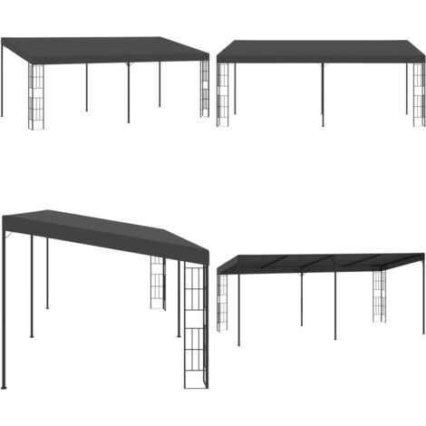 Gazebo a Parete 3x6 m Antracite in Tessuto - Ombra per patio - Gazebo esterno