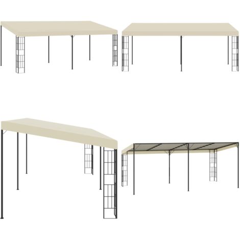 Gazebo a Parete 3x6 m Crema in Tessuto - Ombra per patio - Gazebo esterno